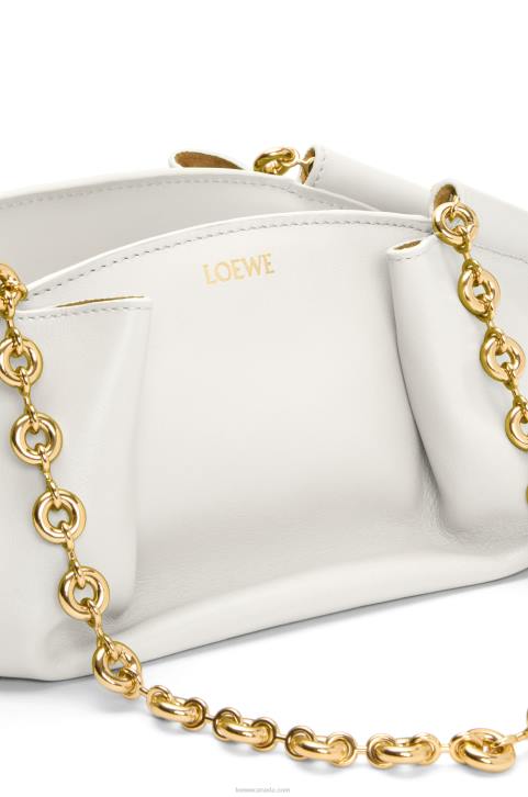 Loewe Small Paseo bag in shiny nappa calfskin with chain 688V404 Women Soft White