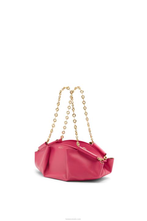 Loewe Small Paseo bag in shiny nappa calfskin with chain 688V420 Women Magenta