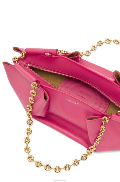 Loewe Small Paseo bag in shiny nappa calfskin with chain 688V420 Women Magenta