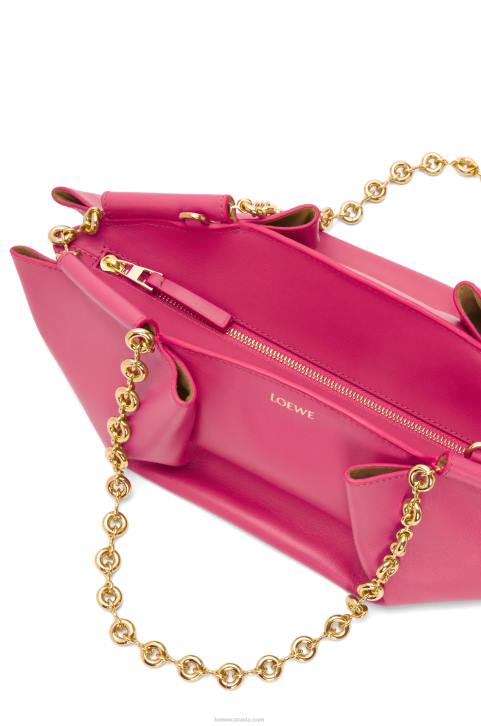Loewe Small Paseo bag in shiny nappa calfskin with chain 688V420 Women Magenta