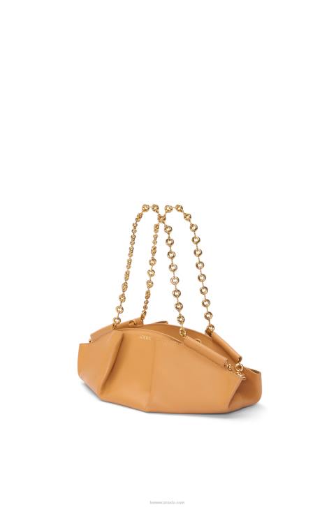 Loewe Small Paseo bag in shiny nappa calfskin with chain 688V421 Women Warm Desert