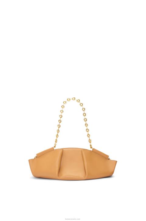 Loewe Small Paseo bag in shiny nappa calfskin with chain 688V421 Women Warm Desert