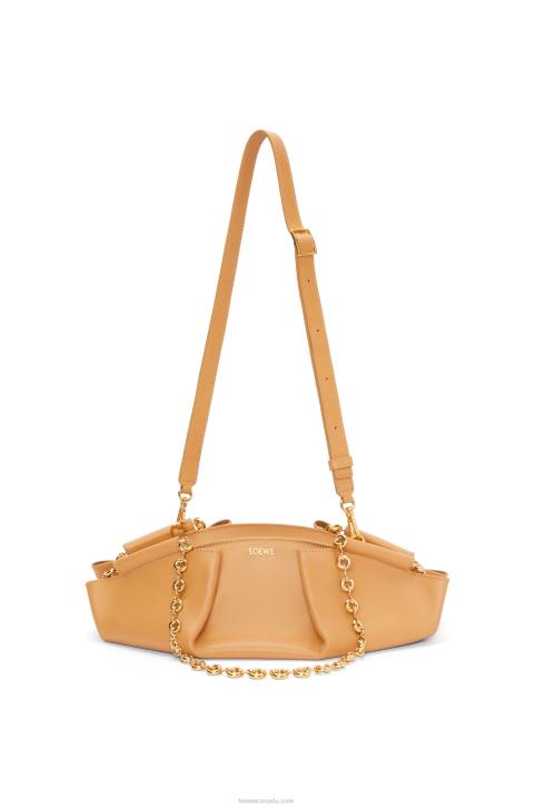 Loewe Small Paseo bag in shiny nappa calfskin with chain 688V421 Women Warm Desert