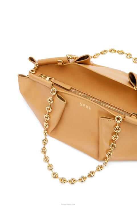 Loewe Small Paseo bag in shiny nappa calfskin with chain 688V421 Women Warm Desert