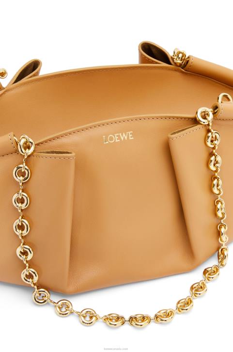 Loewe Small Paseo bag in shiny nappa calfskin with chain 688V421 Women Warm Desert