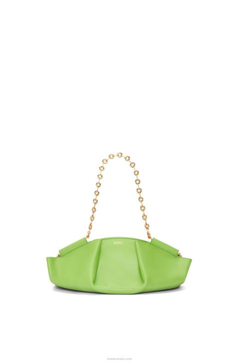 Loewe Small Paseo bag in shiny nappa calfskin with chain 688V422 Women Apple Green