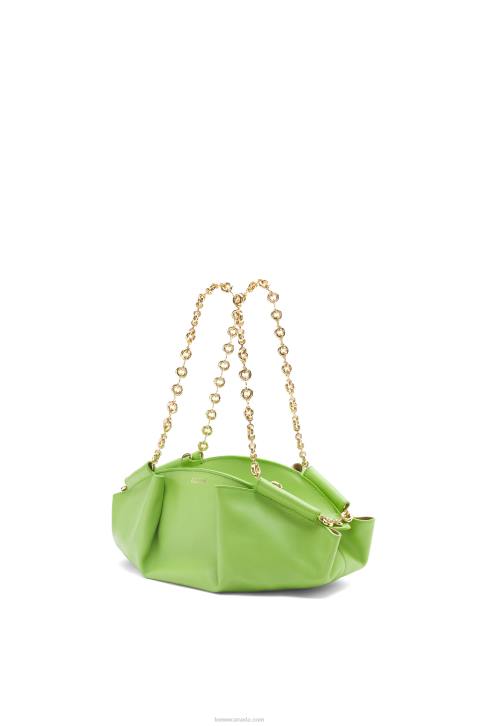 Loewe Small Paseo bag in shiny nappa calfskin with chain 688V422 Women Apple Green