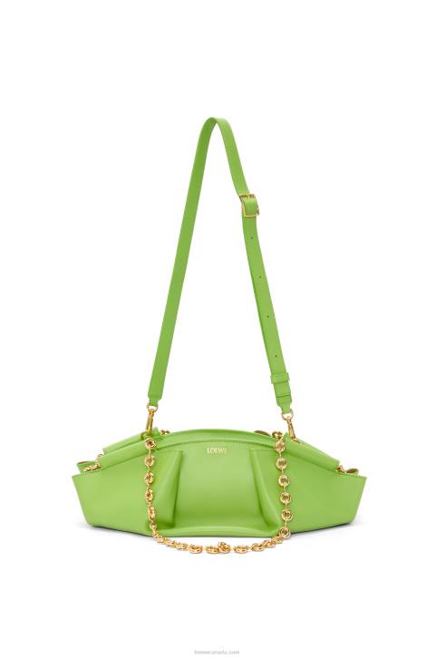 Loewe Small Paseo bag in shiny nappa calfskin with chain 688V422 Women Apple Green
