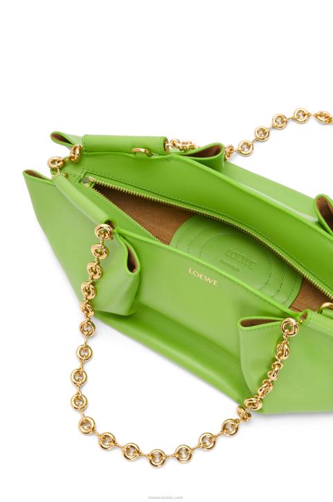 Loewe Small Paseo bag in shiny nappa calfskin with chain 688V422 Women Apple Green