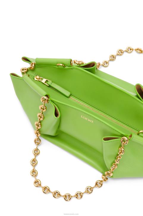 Loewe Small Paseo bag in shiny nappa calfskin with chain 688V422 Women Apple Green