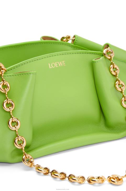Loewe Small Paseo bag in shiny nappa calfskin with chain 688V422 Women Apple Green