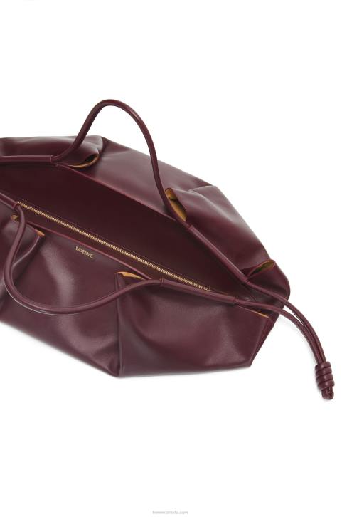 Loewe XL Paseo bag in shiny nappa calfskin 688V415 Women Burgundy