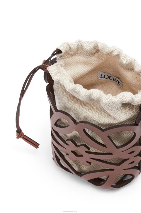 Loewe Anagram cut-out pocket in classic calfskin and canvas 688V224 Women Tan/Ecru