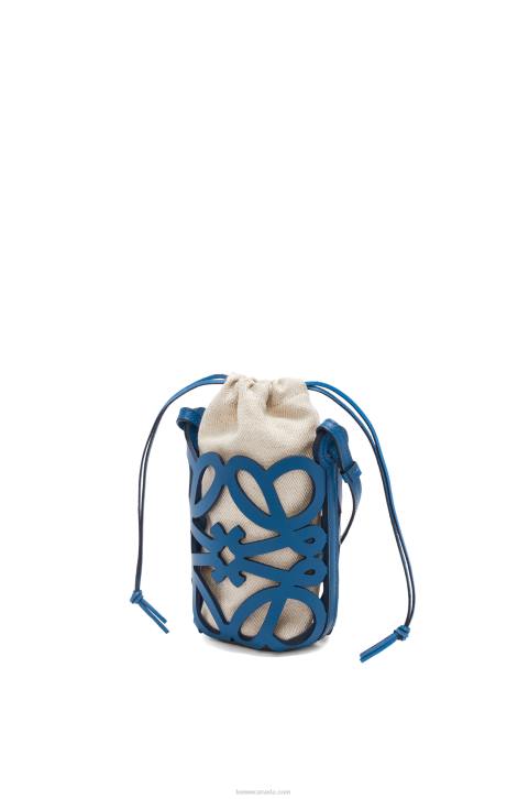 Loewe Anagram cut-out pocket in classic calfskin and canvas 688V225 Women Varsity Blue