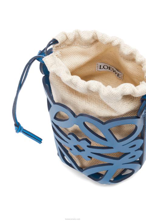 Loewe Anagram cut-out pocket in classic calfskin and canvas 688V225 Women Varsity Blue