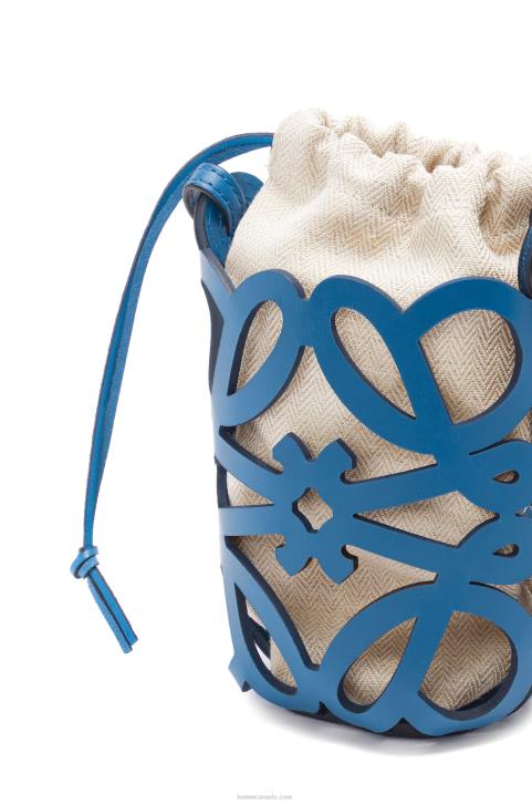 Loewe Anagram cut-out pocket in classic calfskin and canvas 688V225 Women Varsity Blue