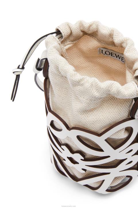 Loewe Anagram cut-out pocket in classic calfskin and canvas 688V558 Women White/Ecru