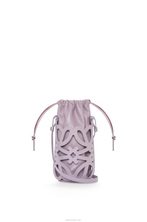 Loewe Anagram cut-out pocket in classic calfskin and nappa 688V550 Women Pale Aubergine Glaze
