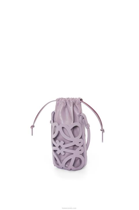Loewe Anagram cut-out pocket in classic calfskin and nappa 688V550 Women Pale Aubergine Glaze