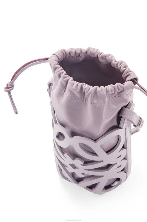 Loewe Anagram cut-out pocket in classic calfskin and nappa 688V550 Women Pale Aubergine Glaze