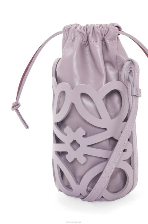 Loewe Anagram cut-out pocket in classic calfskin and nappa 688V550 Women Pale Aubergine Glaze
