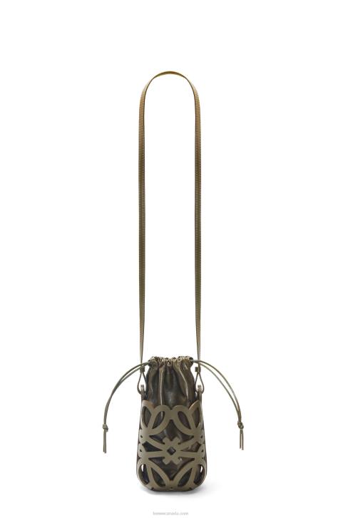 Loewe Anagram cut-out pocket in classic calfskin and nappa 688V551 Women Tea Dust Glaze