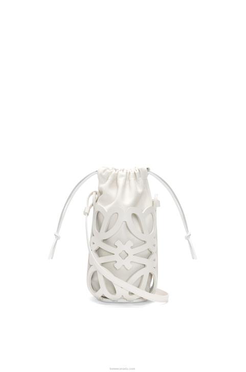 Loewe Anagram cut-out pocket in classic calfskin and nappa 688V552 Women White Glaze