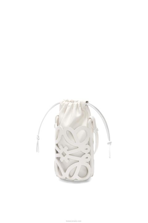 Loewe Anagram cut-out pocket in classic calfskin and nappa 688V552 Women White Glaze