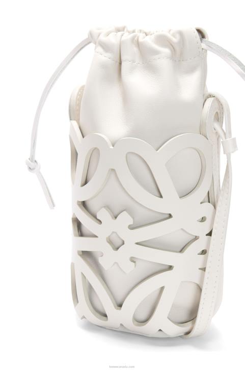 Loewe Anagram cut-out pocket in classic calfskin and nappa 688V552 Women White Glaze