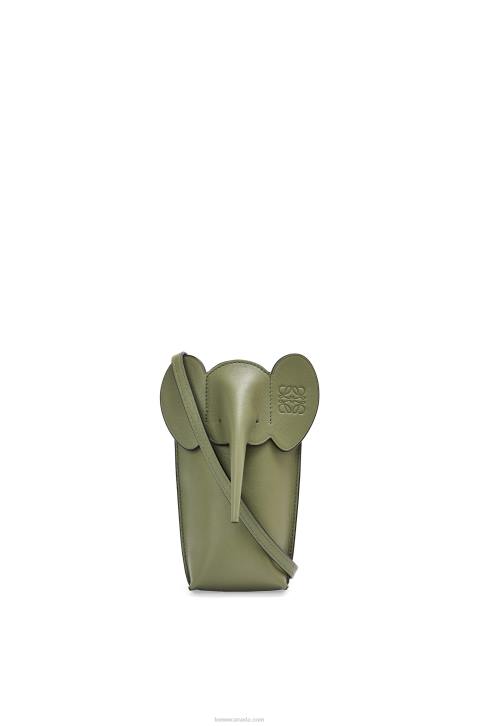 Loewe Elephant Pocket in classic calfskin 688V597 Women Avocado Green