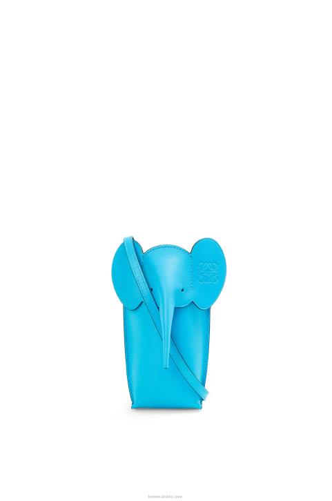 Loewe Elephant Pocket in classic calfskin 688V603 Women Cyan