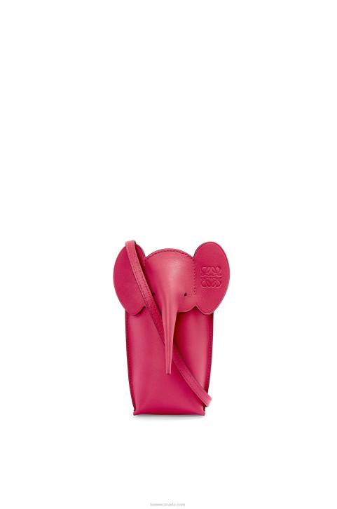 Loewe Elephant Pocket in classic calfskin 688V604 Women Ruby Red Glaze