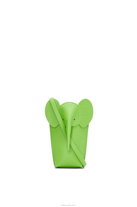 Loewe Elephant Pocket in classic calfskin 688V625 Women Pea Green Glaze