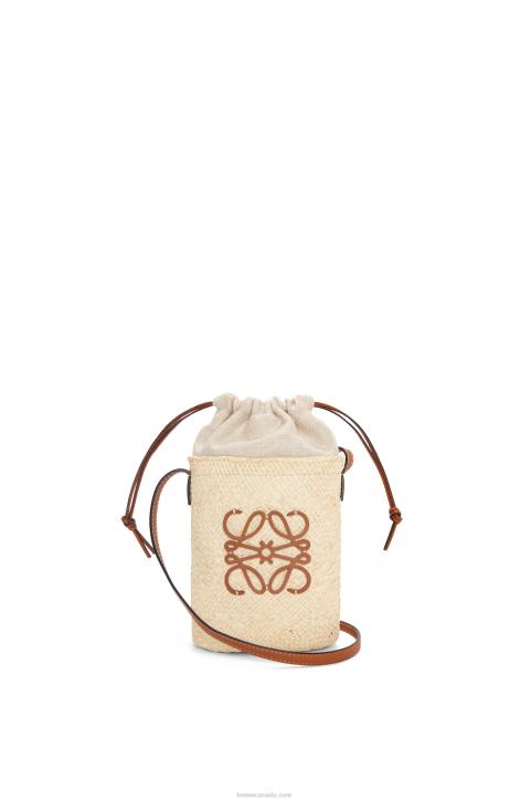 Loewe Square pocket in iraca palm and calfskin 688V315 Women Natural/Tan