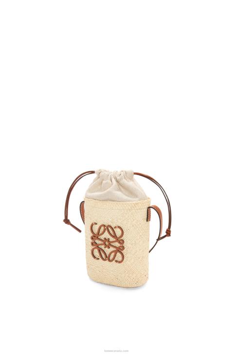 Loewe Square pocket in iraca palm and calfskin 688V315 Women Natural/Tan