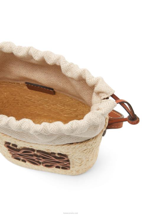 Loewe Square pocket in iraca palm and calfskin 688V315 Women Natural/Tan