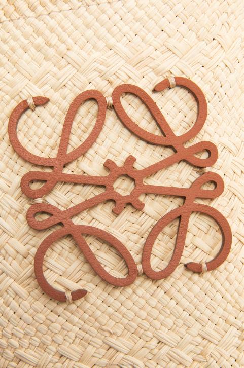 Loewe Square pocket in iraca palm and calfskin 688V315 Women Natural/Tan