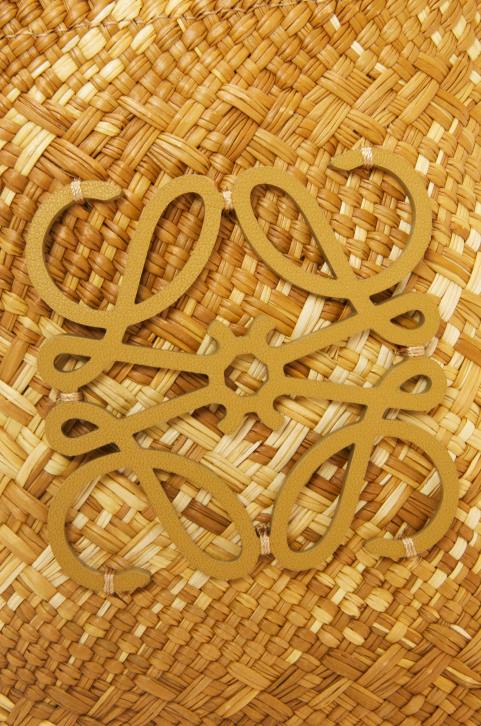 Loewe Square pocket in iraca palm and calfskin 688V316 Women Ochre