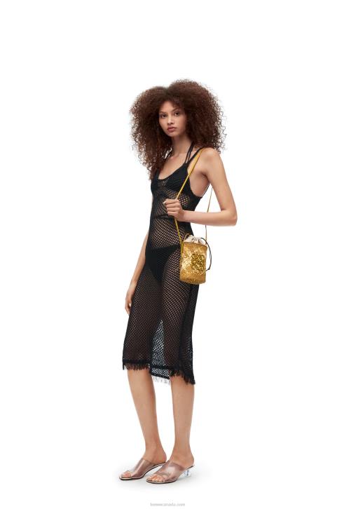 Loewe Square pocket in iraca palm and calfskin 688V316 Women Ochre