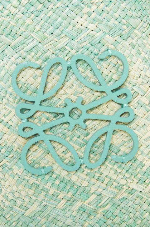 Loewe Square pocket in iraca palm and calfskin 688V317 Women Fresh Mint