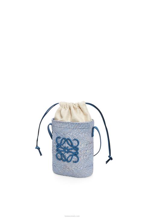 Loewe Square pocket in iraca palm and calfskin 688V318 Women Denim Blue