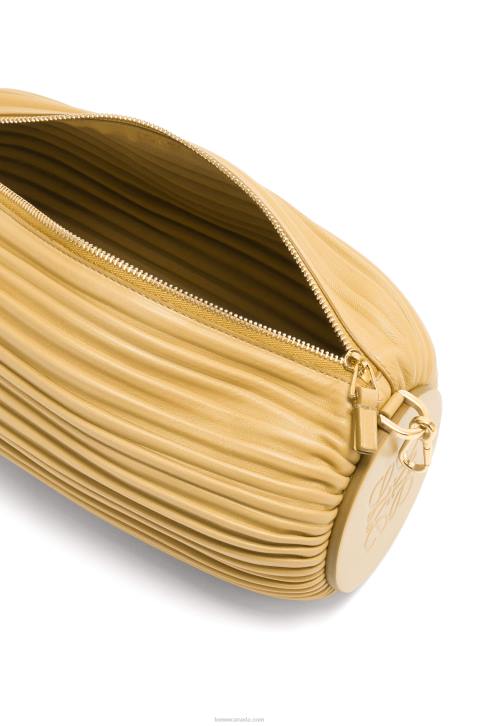 Loewe Bracelet Pouch in pleated nappa 688V375 Women Dark Butter