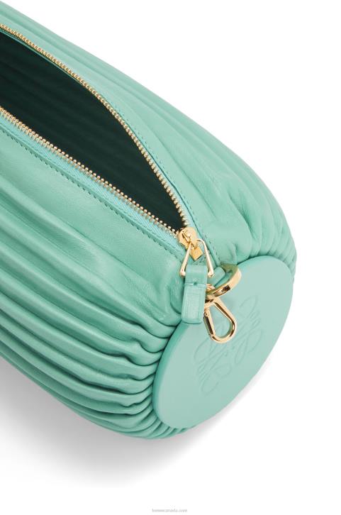 Loewe Bracelet Pouch in pleated nappa 688V398 Women Fresh Mint