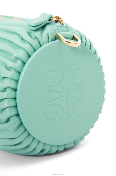 Loewe Bracelet Pouch in pleated nappa 688V398 Women Fresh Mint