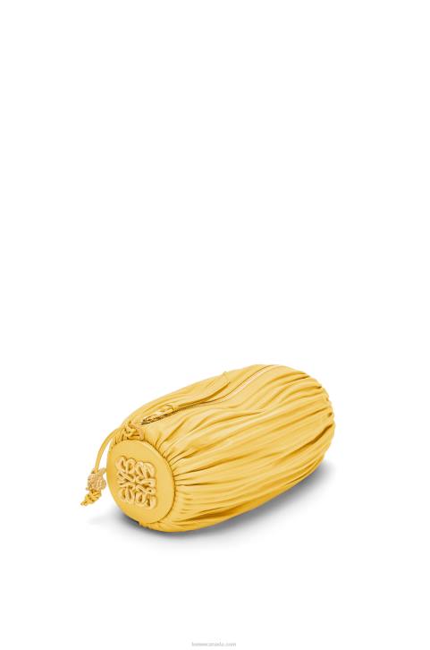 Loewe Bracelet Pouch in pleated nappa 688V602 Women Pale Yellow Glaze