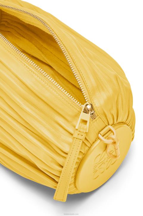 Loewe Bracelet Pouch in pleated nappa 688V602 Women Pale Yellow Glaze