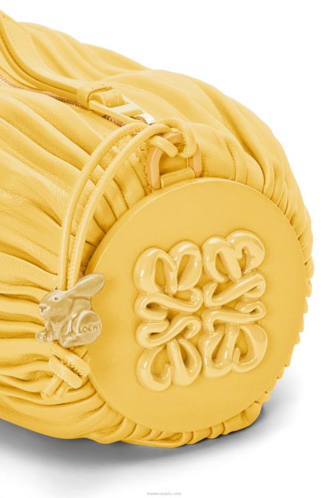 Loewe Bracelet Pouch in pleated nappa 688V602 Women Pale Yellow Glaze