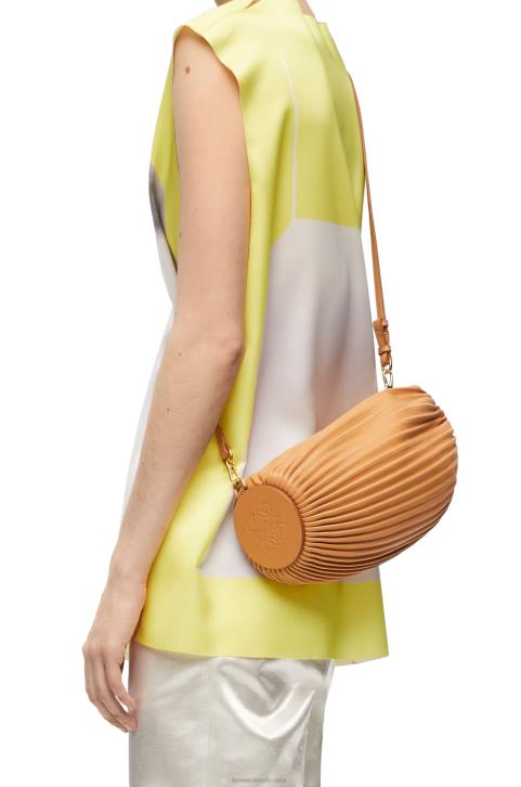 Loewe Bracelet Pouch in pleated nappa 688V627 Women Warm Desert