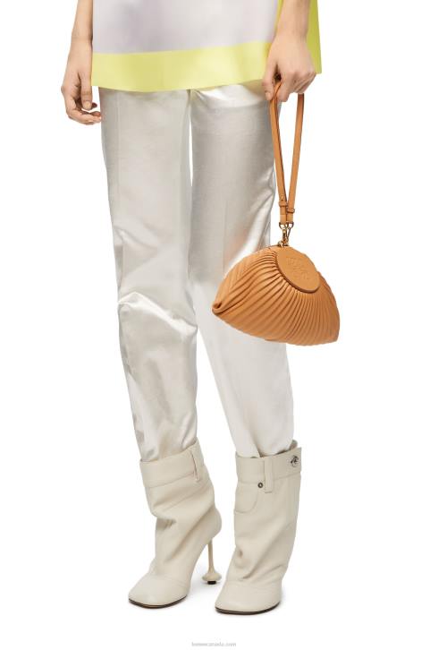 Loewe Bracelet Pouch in pleated nappa 688V627 Women Warm Desert