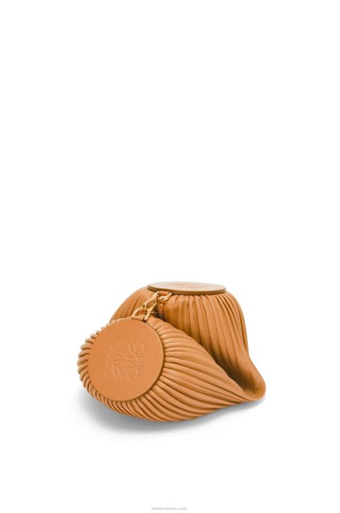 Loewe Bracelet Pouch in pleated nappa 688V627 Women Warm Desert